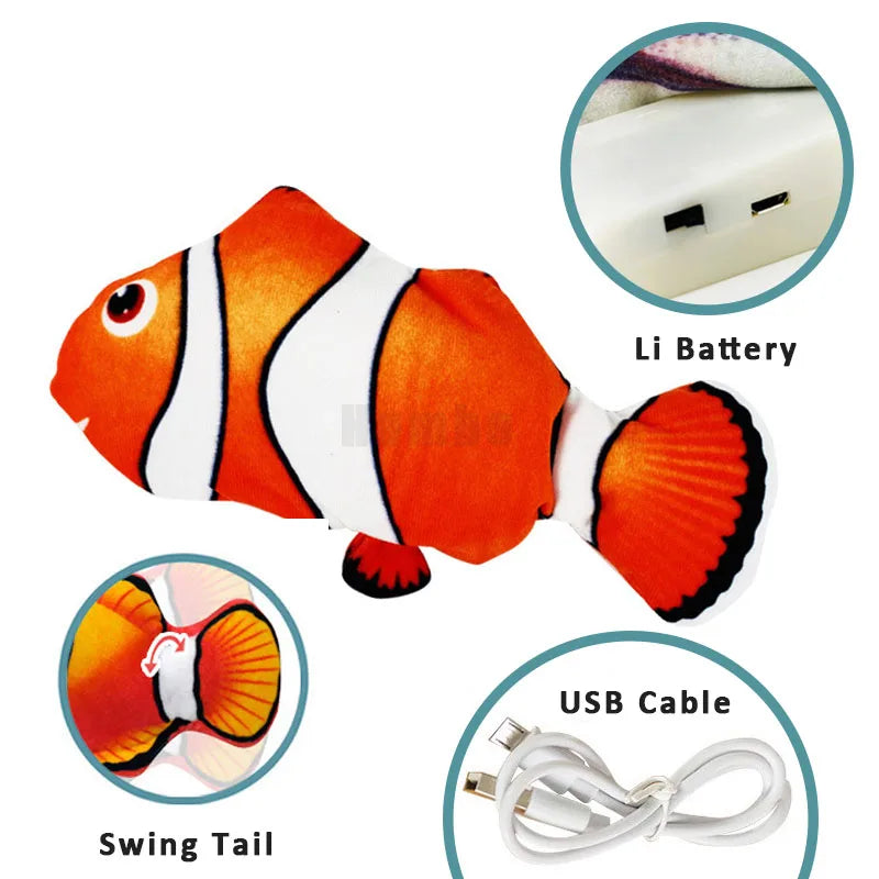 Non-stop Electric Floppy Fish Toy – USB Wiggle Plush