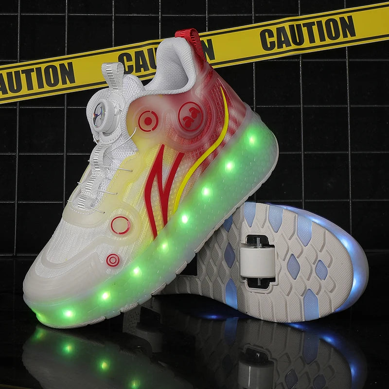 Childrens Roller Skating Shoes High-quality LED Night Light Shoes USB Charging Casual Flat Skate Shoes for Kids Sneakers