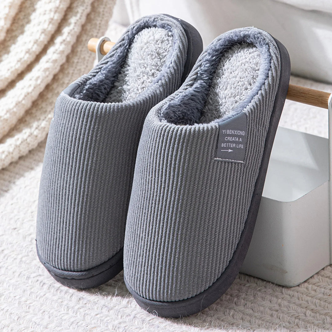 Winter Warm Fur Slippers Men Couples House Non-Slip Soft Shoes Women Comfort Flat Heel Home Indoor Bedroom Zapatillas Casa Mujer