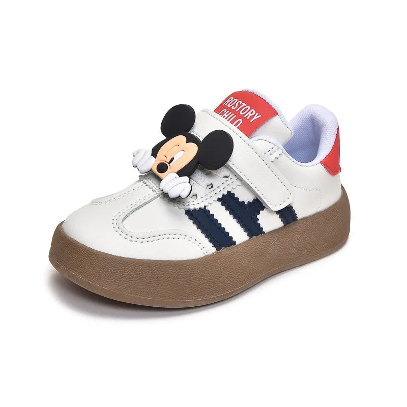 Disney Children's Casual Shoes Cute Minnie Girls Sneakers Fashion Mickey Boys Sport Shoes Anti-slip Soft Sole Kids Board Shoes