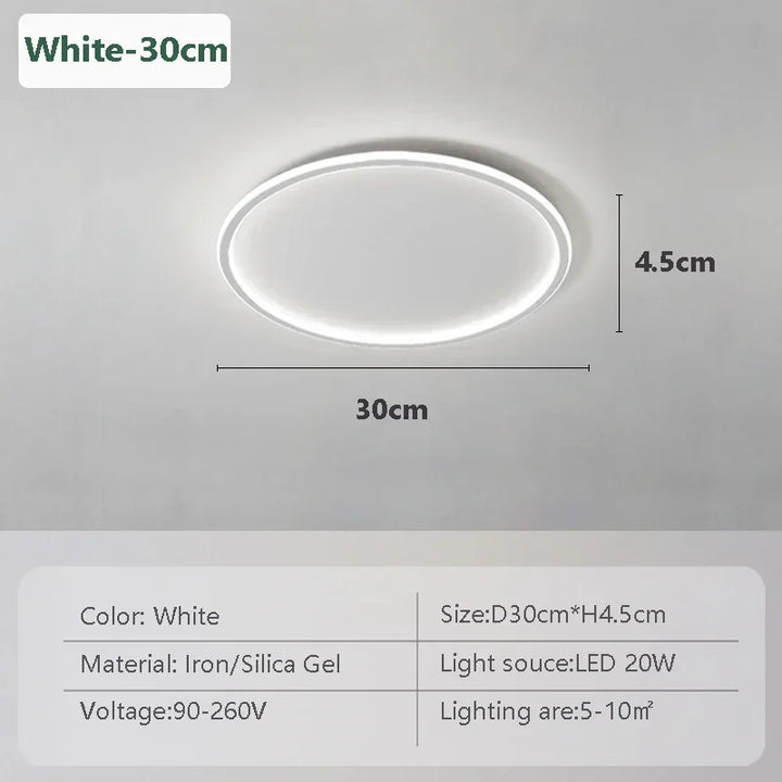 Household LED Ceiling Light 23/30/50/80CM Bedroom Living Room Study Room Super Slim Black White Gold Home Decor Lighting Fixture