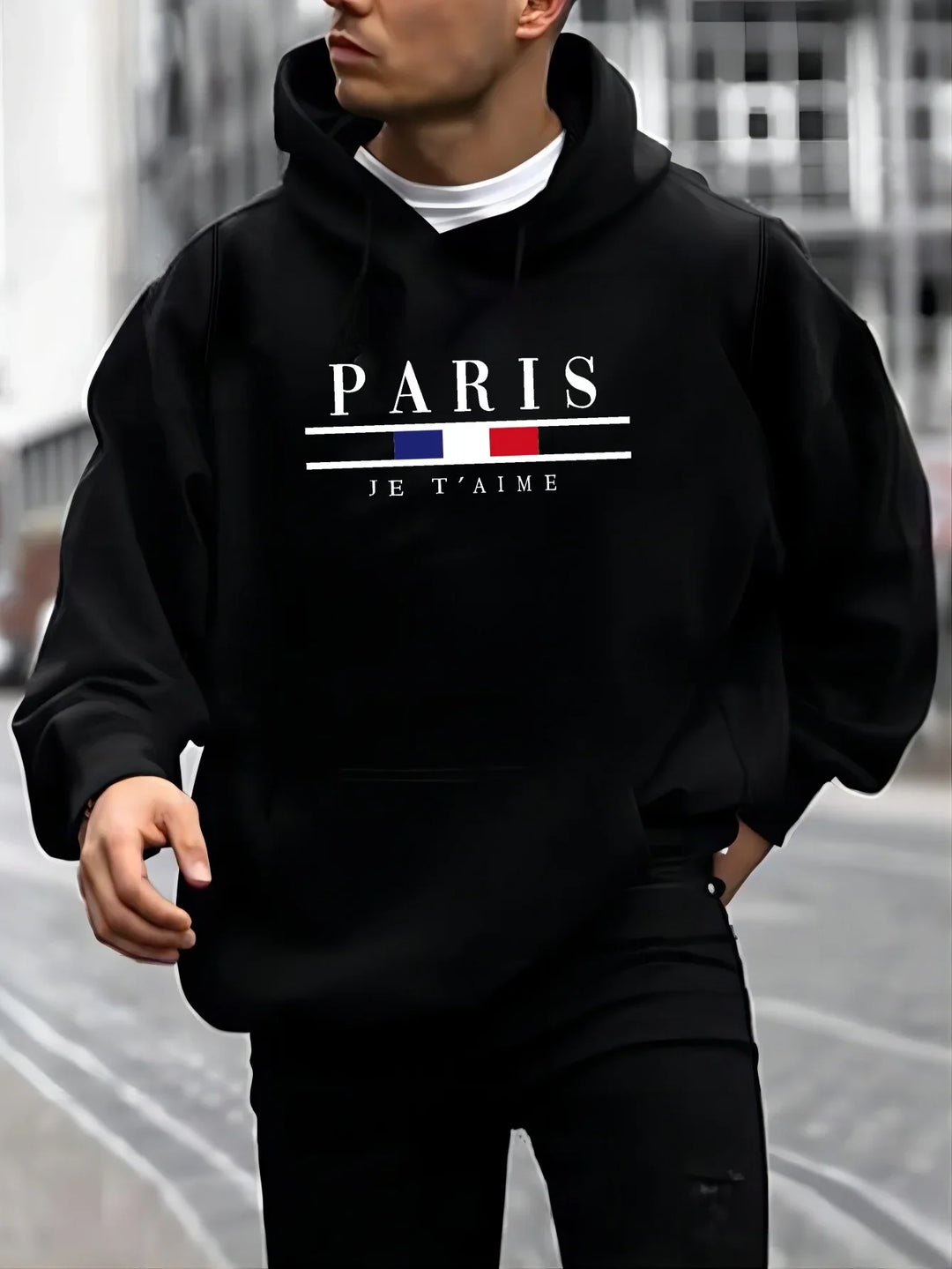 Fashionable Men's Hoodie with Street Casual Sports Style Long Sleeve and Kangaroo Pocket Fleece Sweatshirt for Autumn and Winter