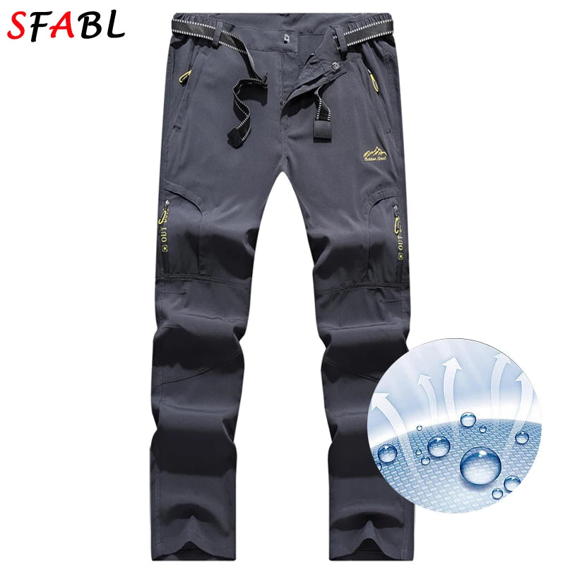 L-5XL Summer Men's Outdoor Hiking Pants Lightweight Quick Dry Fishing Jogging Camping Pants Men Travel Trousers Zipper Pockets