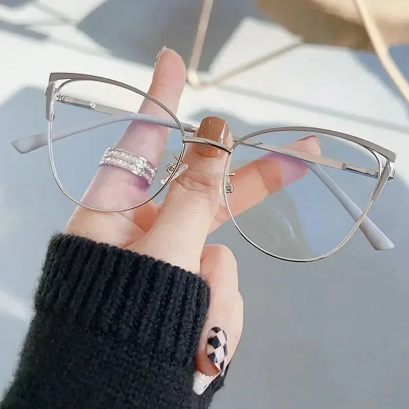 New Fashion Anti Blue Light Blocking Glasses Women Men Retro Cat Eye Frame Reading Computer Clear Lens Simple Female Eyeglasses