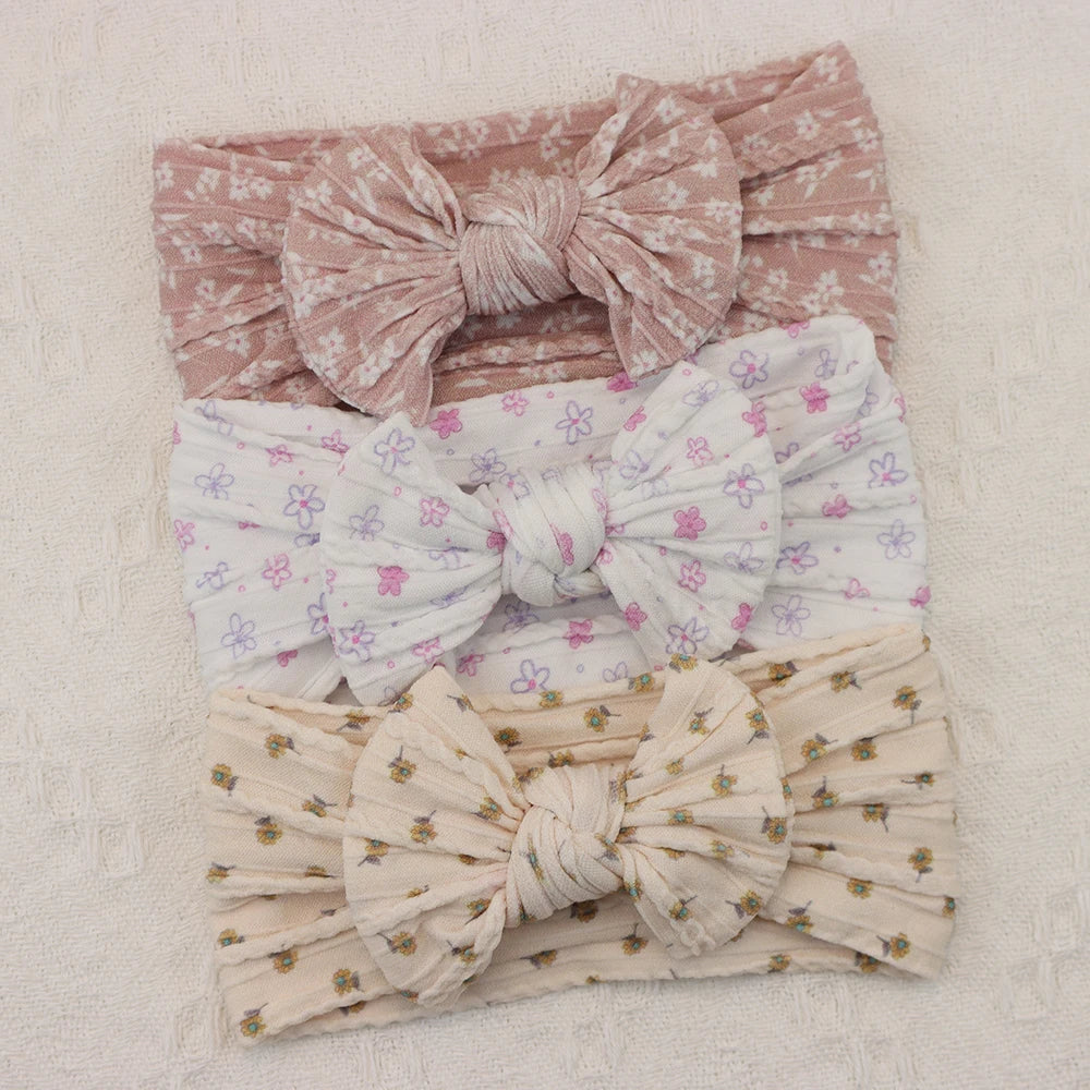 Knit Bows Baby Headbands – Elastic Nylon Set