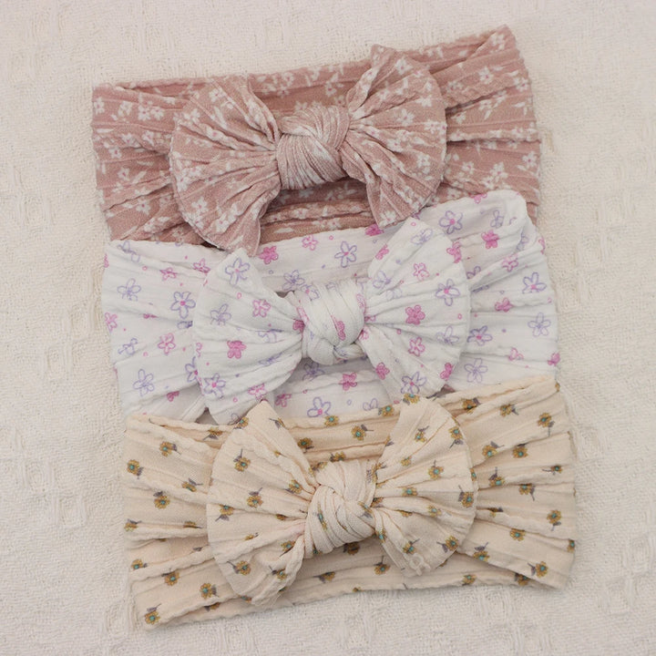 Knit Bows Baby Headbands – Elastic Nylon Set