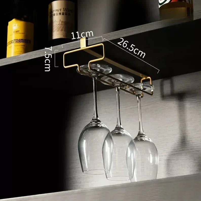 Hanging Punch-free Wine Glass Holder Household Under Cabinet Champagne Glass Storage Rack Shelf Kitchen Multi-purpose Organizer