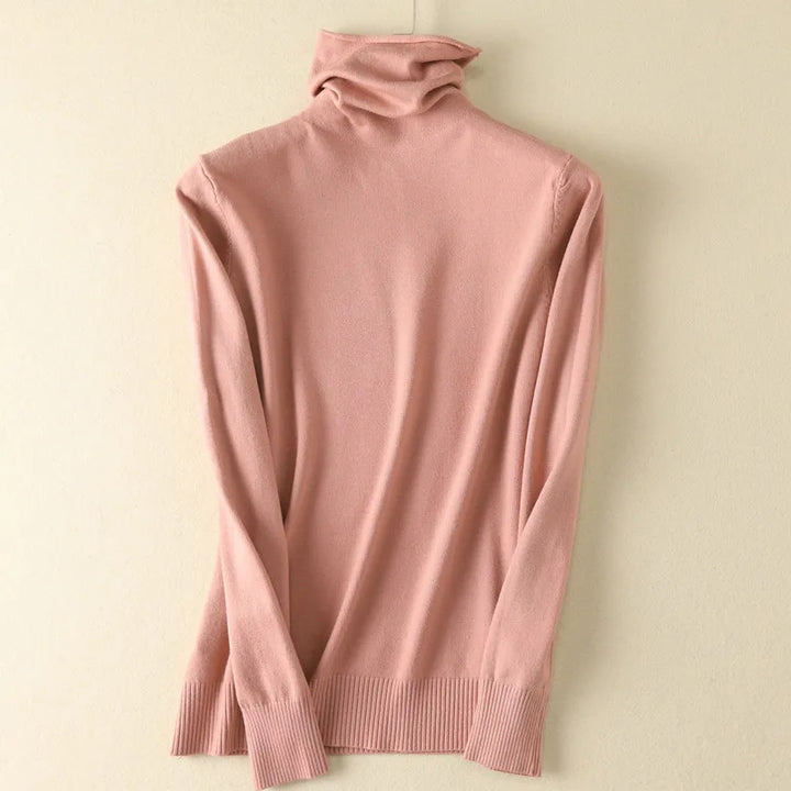 Women's Turtleneck Sweater – Pink/White Pullovers