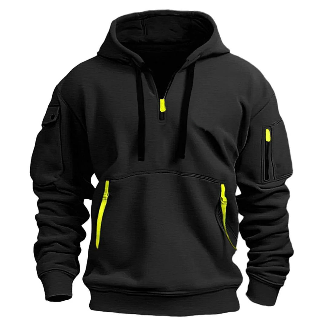 Multi Pocket Fleece Hoodie – Unisex Loose Pullover