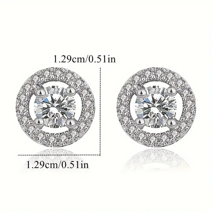 Luxury Round Zirconia Stud Earrings Full Diamonds Earring Men Women's Fashionable Cross-border Best Seller Jewelry