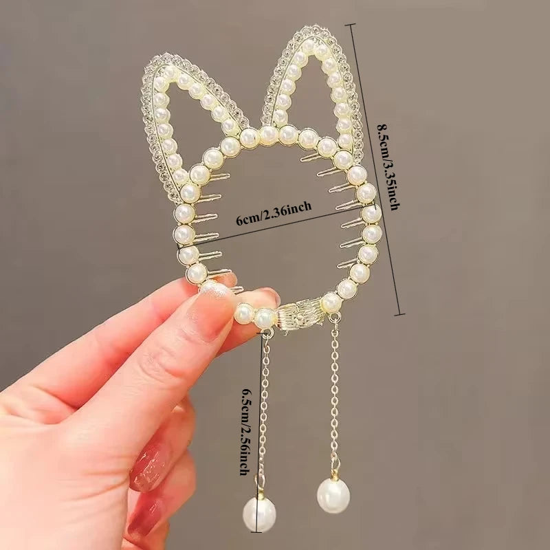 Shiny Angel Wing & Animal Ears Hair Clips - Elegant Tassel Pearl Hairpins