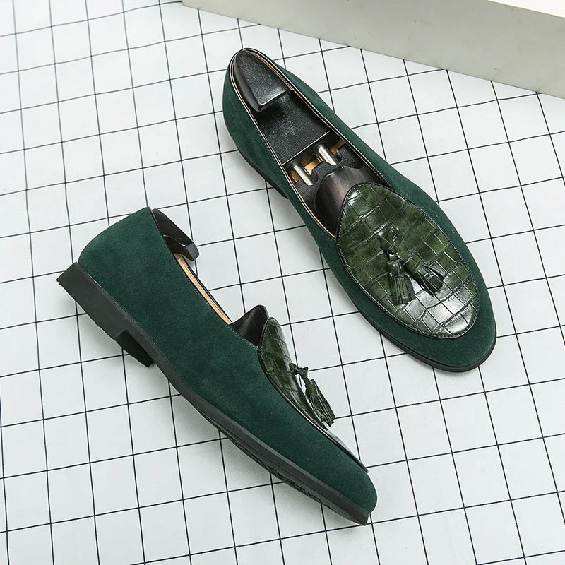 Big Size 47 48 Luxry Men Loafers Shoes Slip On Moccasins Man Party dress Shoes wedding Flats Formal Tassel Casual Green Shoes