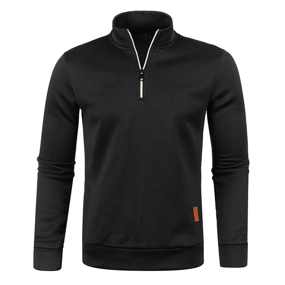 Men Pullover Men's Thicker Sweatshirts Half Zipper Pullover for Male Hoody Man Sweatshir Autumn Solid Color Turtleneck Sweaters