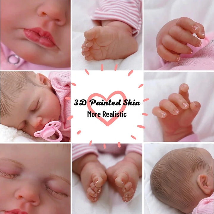 Two Style 20 Inch Lifelike Already Painted Reborn Dolls LouLou 3D Skin Realistic Baby Newborn Dolls Toy Figure Christmas Gift