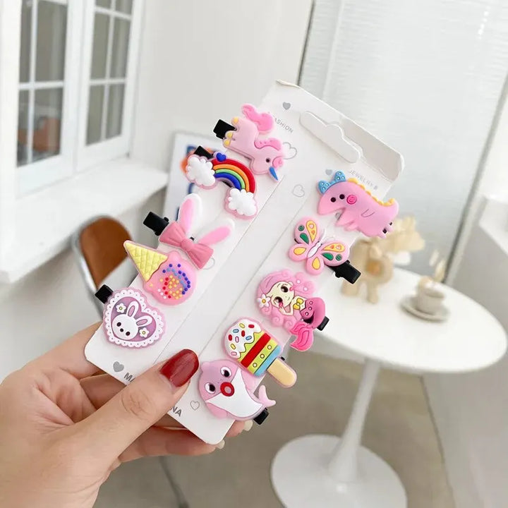 10pcs Unicorn Hair Clips – Cute Cartoon Hairpins for Kids