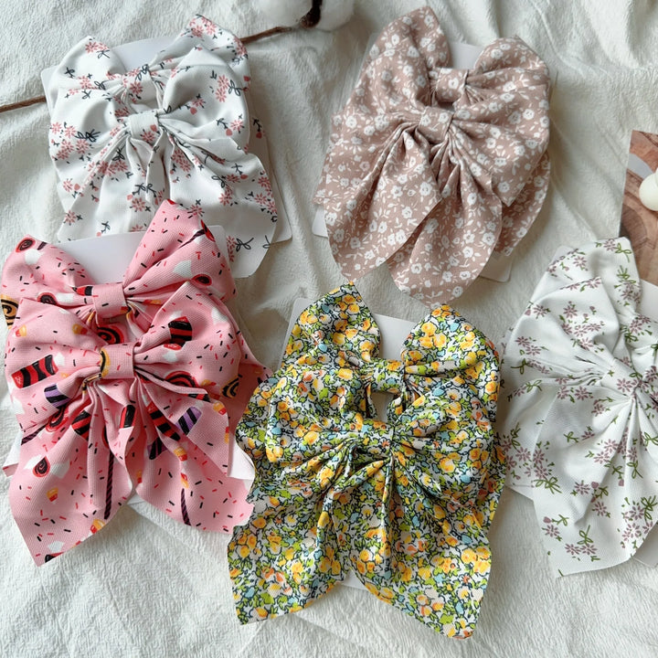 Floral Bow Hair Clips – Girls' Cute Headwear