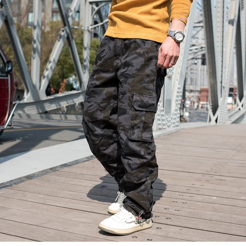 New Fashion Cotton Camouflage Cargo Pants Men Casual Straight Loose Baggy Trousers Pocket Streetwear Tactica Clothes