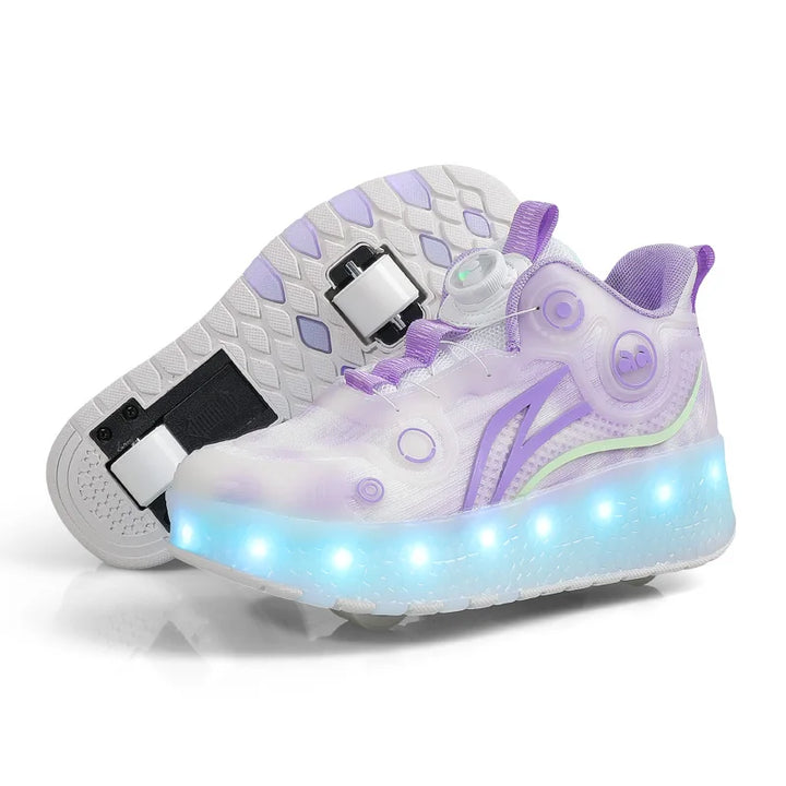 Childrens Roller Skating Shoes High-quality LED Night Light Shoes USB Charging Casual Flat Skate Shoes for Kids Sneakers