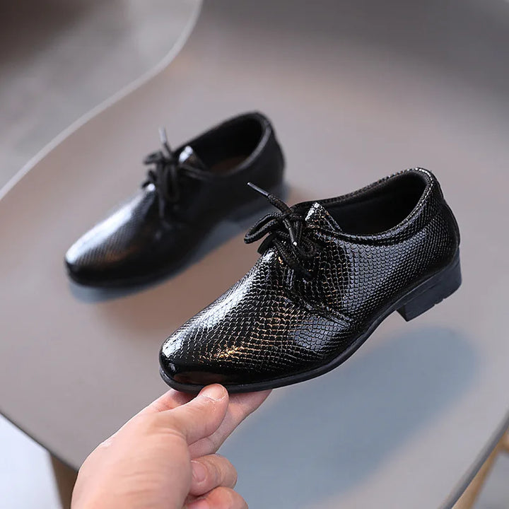 Boys Black Leather Shoes – Party Wedding