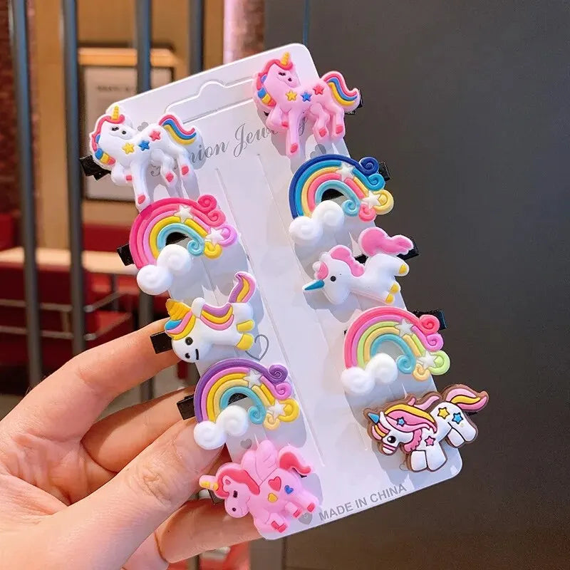 10pcs Unicorn Hair Clips – Cute Cartoon Hairpins for Kids