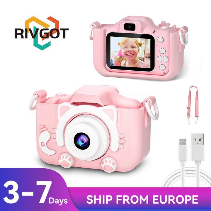 Cute Cat Kids Camera – Dual Lens with Silicone Case