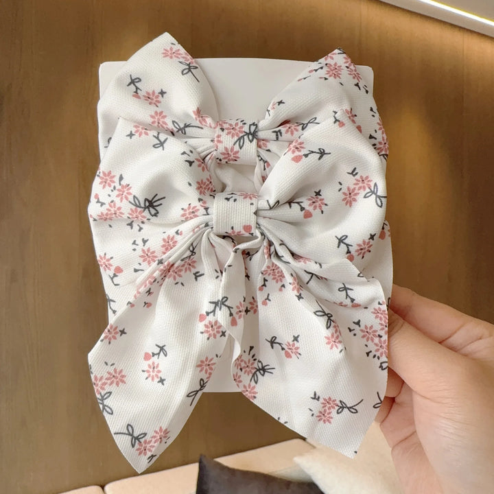 Floral Bow Hair Clips – Girls' Cute Headwear