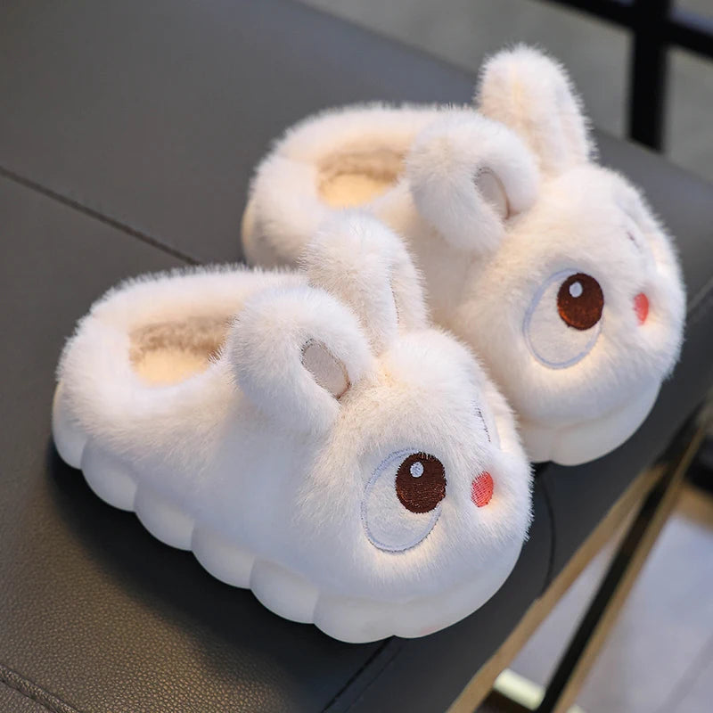 Winter Rabbit Slippers – Waterproof Warm Fluffy Shoes