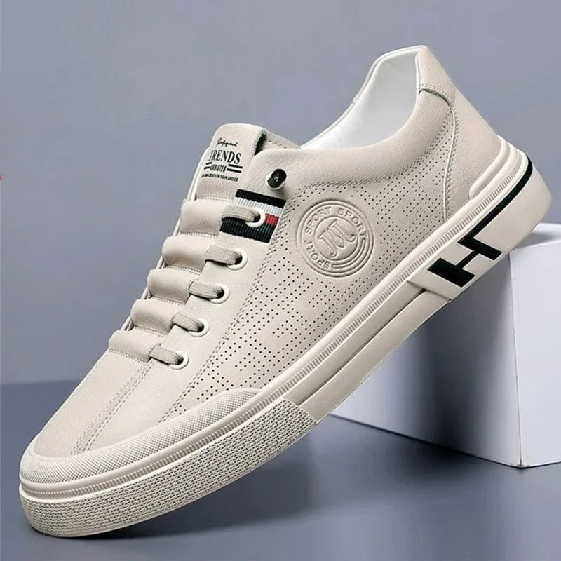 Men Sneakers 2024 Autumn New Embossed Breathable White Shoes Trendy Thick Soled Student Comfort Sports Leisure Skateboard Shoes