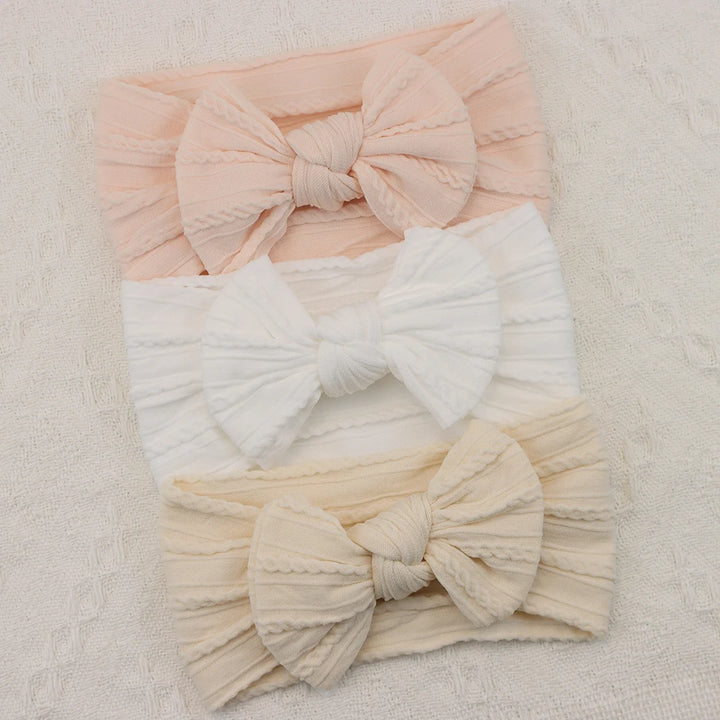 Knit Bows Baby Headbands – Elastic Nylon Set