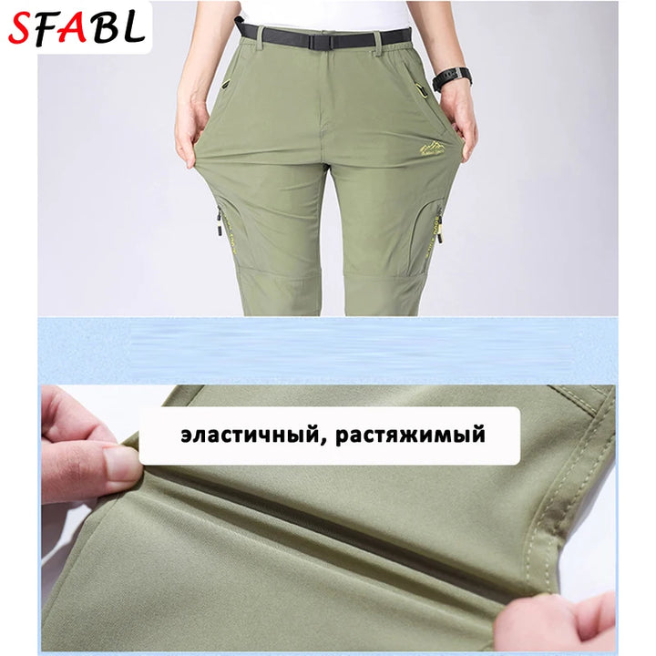 L-5XL Summer Men's Outdoor Hiking Pants Lightweight Quick Dry Fishing Jogging Camping Pants Men Travel Trousers Zipper Pockets