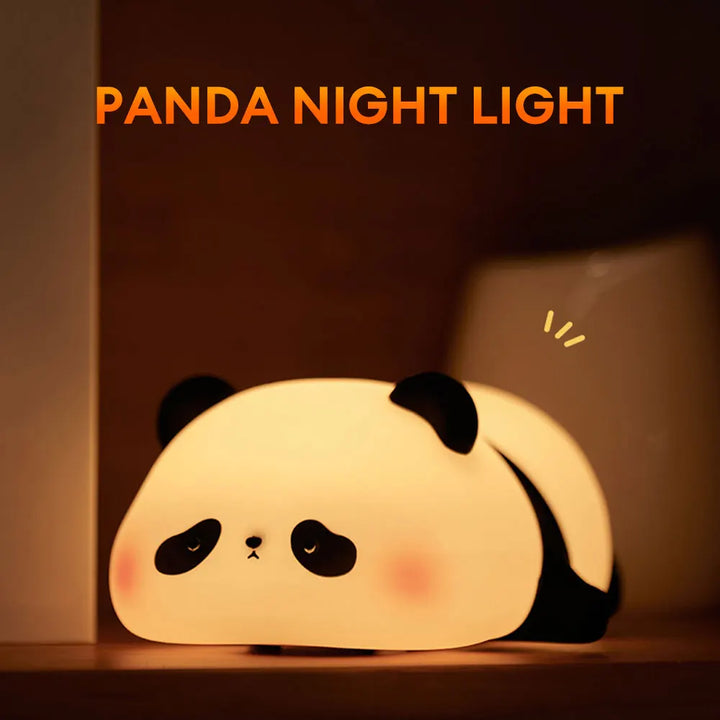 LED Night Lights Cute Panda Silicone Lamp USB Rechargeable Timing Bedside Lamp Decor Kids Birthday Gifts for Home Bedroom