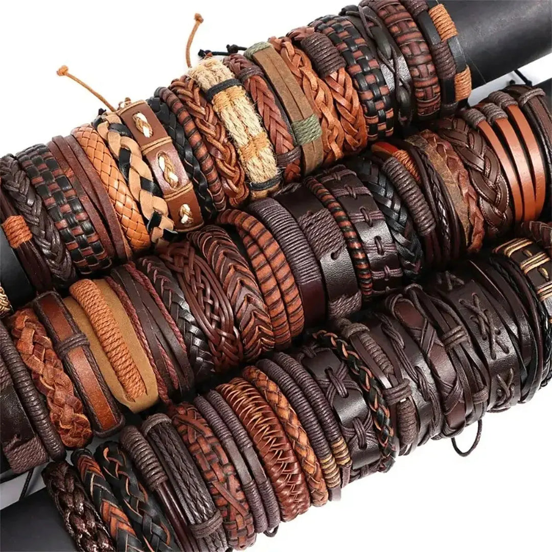 10pcs Mixed Style Bracelets – Webbing, Rope, Leather