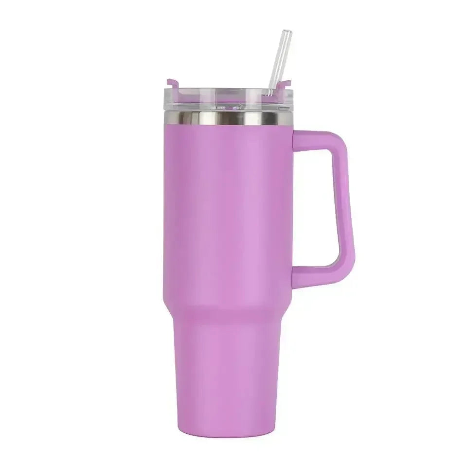 Water Bottle Insulated Tumbler with Handle Straw Double Wall Thermal Iced Travel Cup Car Thermos Mug Perfect Gift