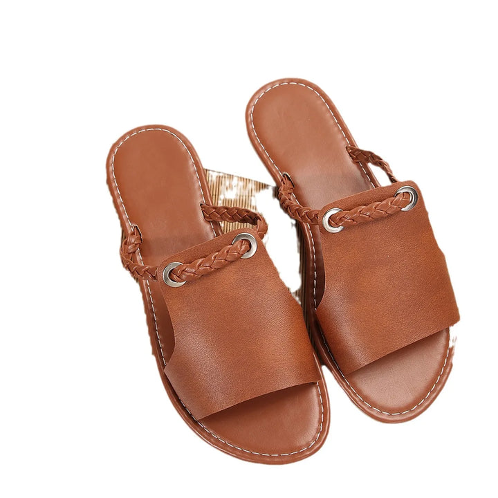 Women's Square Head Sandals – Cross Flat Summer Flip-Flops