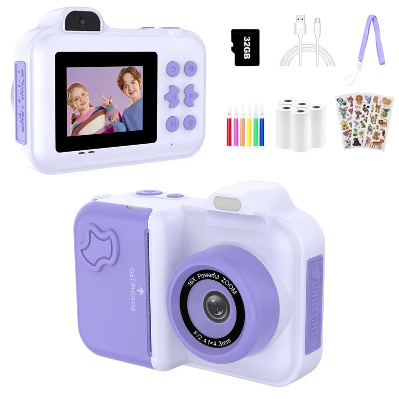 Kids Instant Print Camera – 1080P HD Dual-Lens Selfie Toy