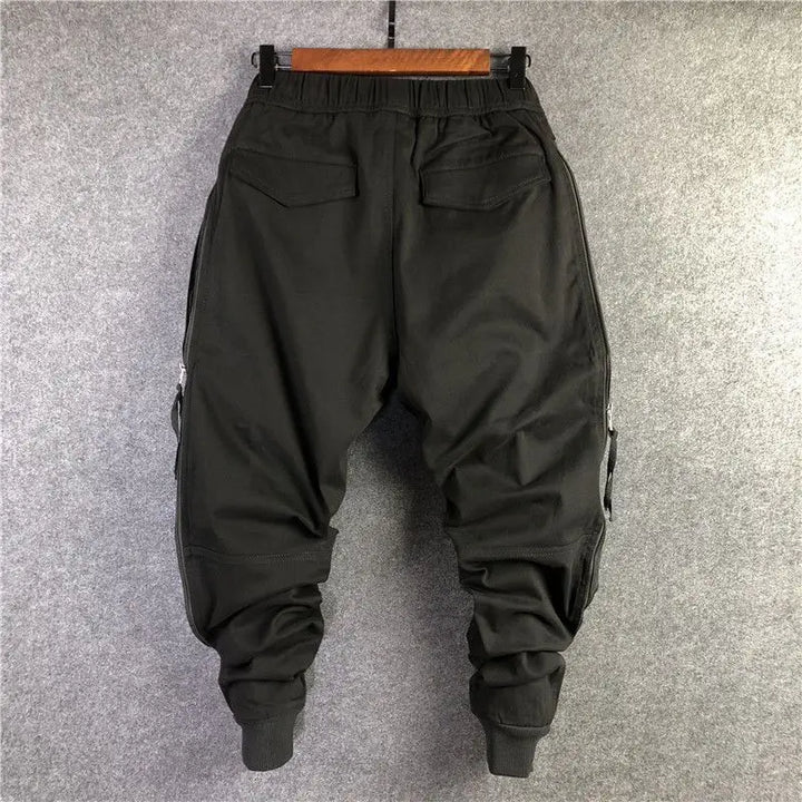 Men Casual Cargo Harem Pants High Street Hip Hop Length Men's Clothing Sweatpants Spring Autumn Black Big Size Male Trousers