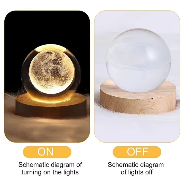 USB Night Light LED Crystal Ball Table Lamp 3D Moon Planet Galaxy Decor for Home Table Lamp Party Toys for Kids Adult Xmas Gifts