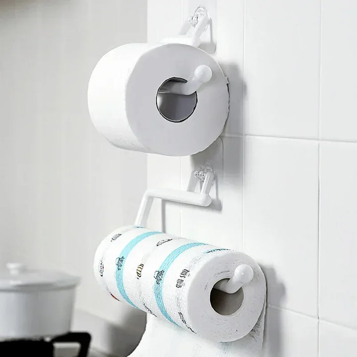 Kitchen Tissue Holder Paper Shelf Towel Holder Home Roll Paper Hanging Rack Kitchen Bathroom Cabinet Door Hook Holder Organizer