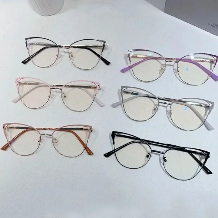 New Fashion Anti Blue Light Blocking Glasses Women Men Retro Cat Eye Frame Reading Computer Clear Lens Simple Female Eyeglasses