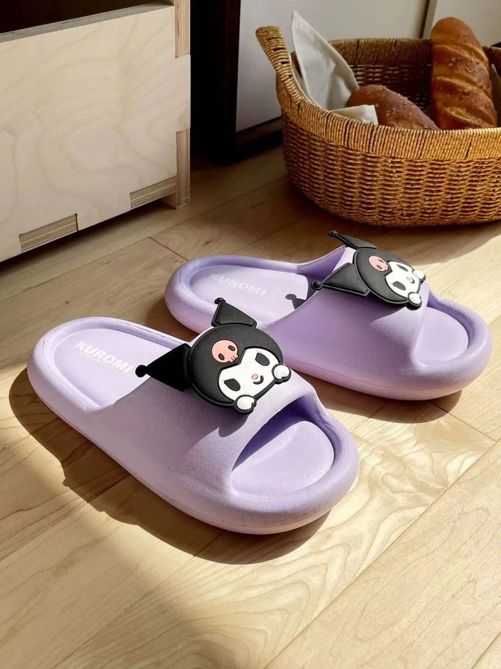 Sanrio Kuromi Cute Summer Kids Sandals Soft Slippers Indoor Outdoor Quick-Drying Cartoon Anime Sole Anti-Slip Girls Boys Gift