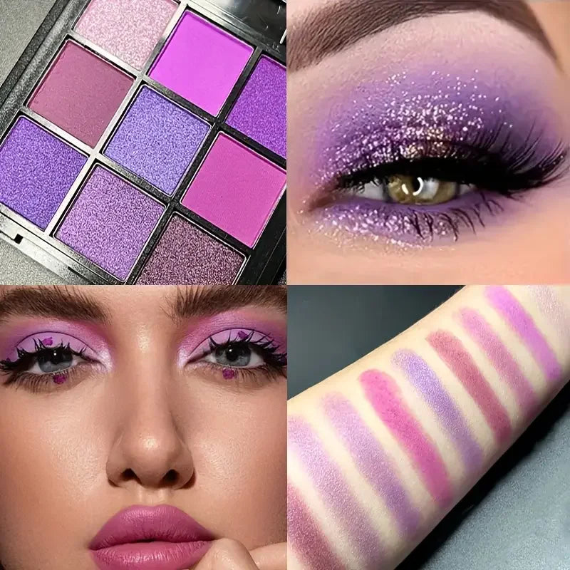 Purple Eyeshadow Palette – 9 Color Matte & Shimmer