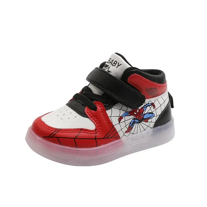 Disney Children's Led Light Shoes Fashion Aoger Spiderman Boys Sneakers Girls Cartton Casual Shoes Breathable Kids Sport Shoes