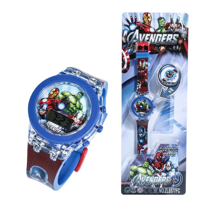 Flash Light Spiderman Kids Watch - Cartoon Character Timepiece