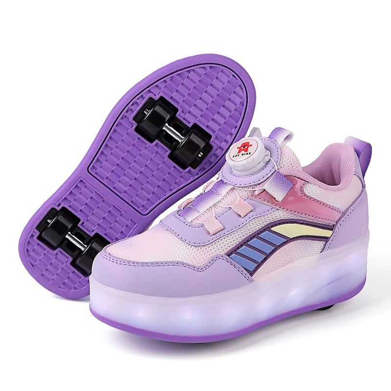 Sneakers for Boy Girl Casual Luminous LED Light Sports Shoes Childrens Roller Skating Leisure Shoes Luxury Design Kids Sneakers