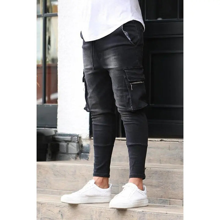 Plus Size S-3XL Men Jogger Jeans Spring Autumn Fashion Casual Pocket Cargo Slim Elastic Stretch Long Denim Pants Streetwear