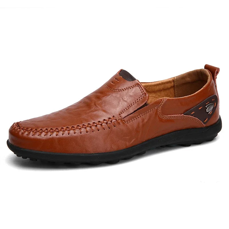 Leather Men's Loafers Comfortable Slip-on Driving Casual Shoes Soft Bottom Big Size 38-47 Support Dropshipping