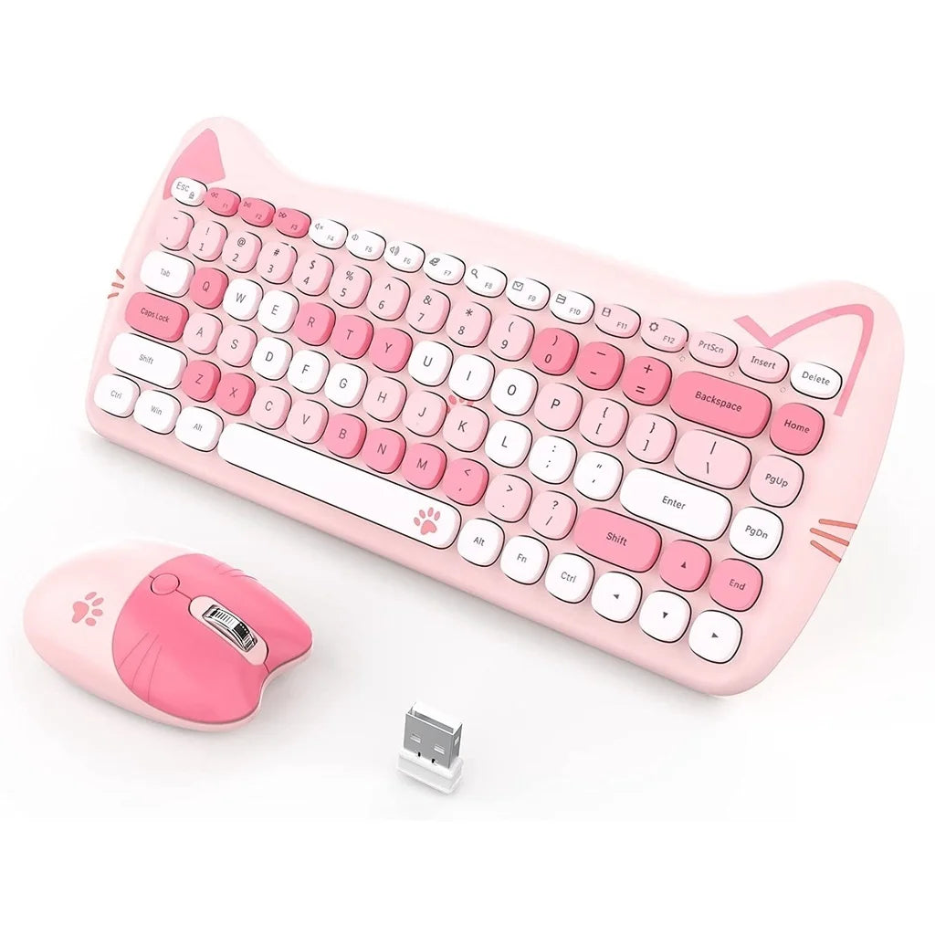 Cat-Shaped Wireless Keyboard & Mouse – 2.4G, Bilingual