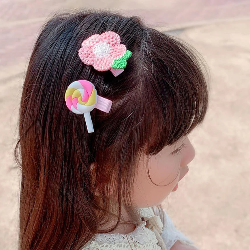 14pcs Cartoon Baby Hair Clip Set – Flower & Fruit Designs