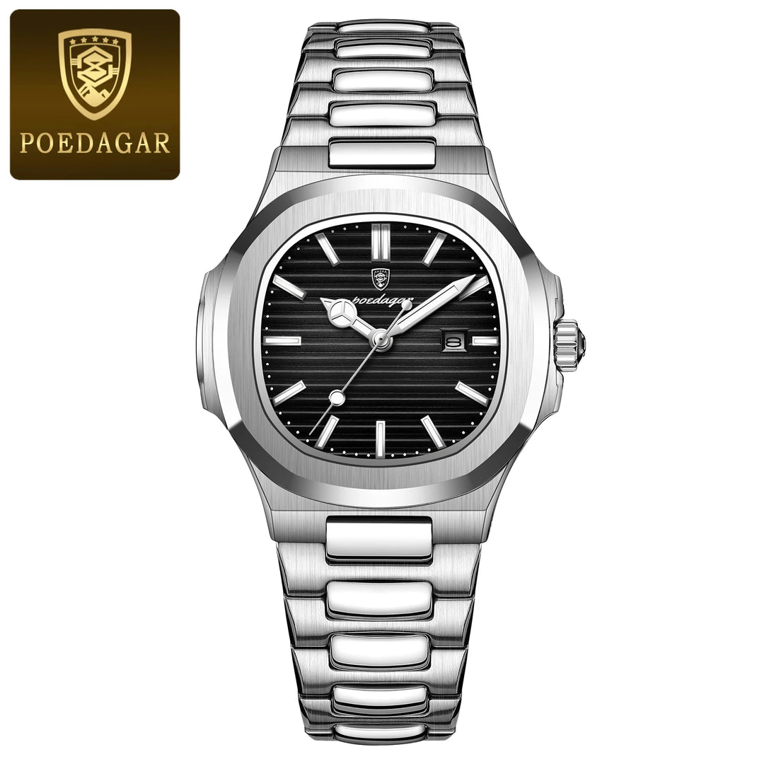 POEDAGAR Luxury Square Watch for Woman Waterproof Luminous Date Ladies Watch Stainless Steel Quartz Women's Watches Female Reloj