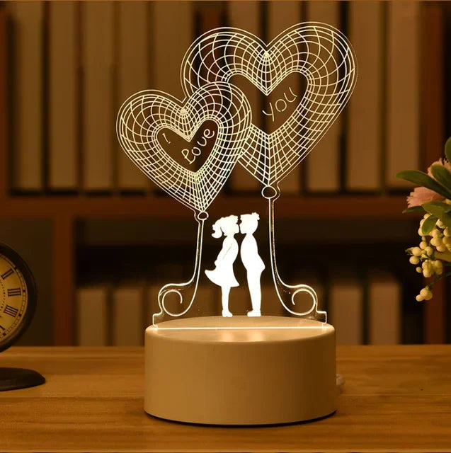 Romantic Love 3D Acrylic Neon Sign LED Lamp for Home Children's Night Lights Table Lamp, Birthday, Valentine's Day, Bedside Lamp